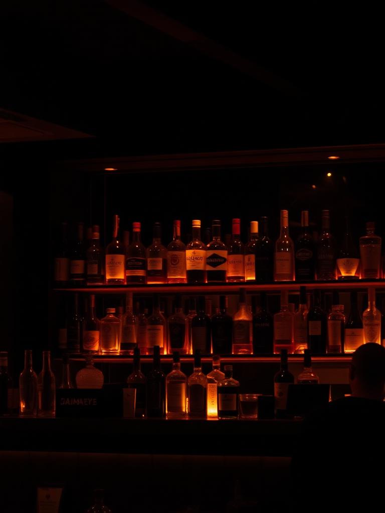 Cocktail bar back-bar with bottles